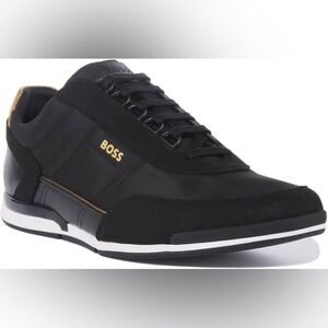 BOSS Saturn Black/Gold - Hugo Boss Lace Up Sneakers BRAND NEW Only Worn Once